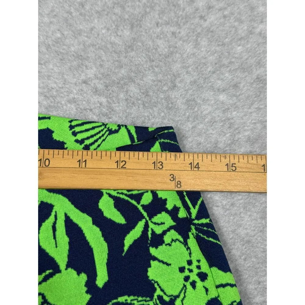 Zara Womens Size L Green Blue Jacquard Floral Print Flare Pull On Pants - Picture 5 of 9